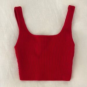 Aritzia babaton red knit crop top